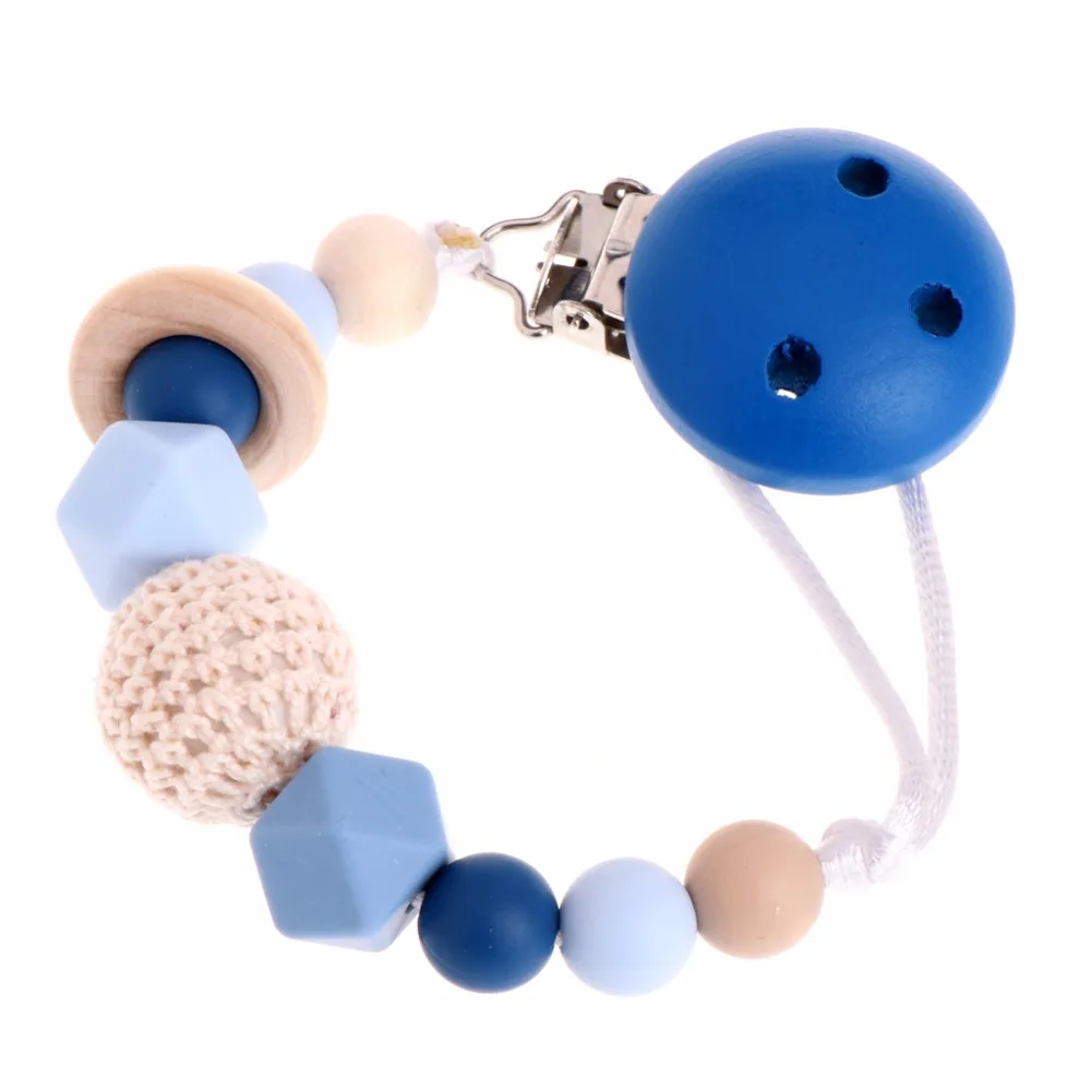 OOTDTY Baby Silicone Teething Dummy Pacifier Clip Bead Infant Soother