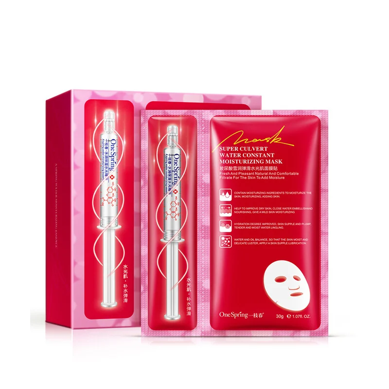 Mask for the Face 5Pcs Hyaluronic Acid Injections Serum + 5pcs Face Mask Set Liquid Anti aging