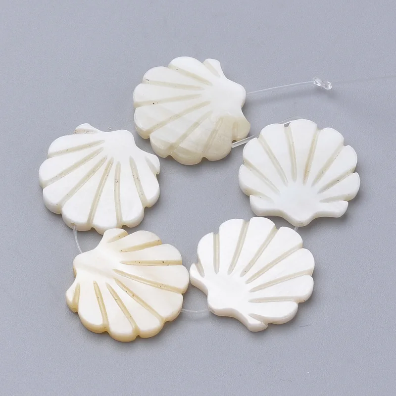 

100pcs Freshwater Scallop Shell Beads for jewelry making DIY bracelet necklace, Ivory , hole: 1mm F60