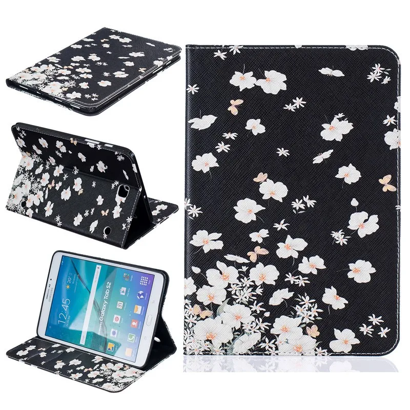 For Samsung Galaxy Tab S2 8.0 SM-T710 T715 Case Kids Butterfly Flower Bear Cartoon Wallet  PU Leather Back Silicon Tablet Cover (24)