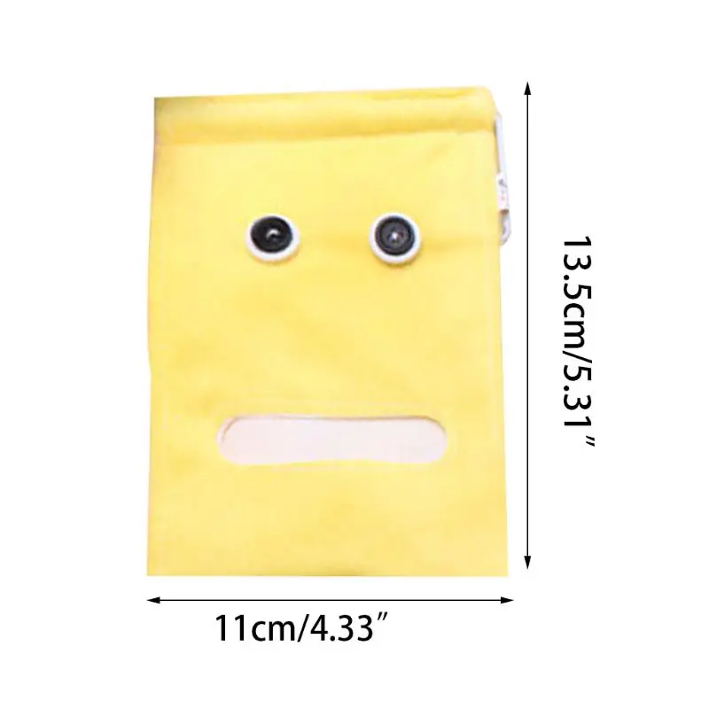 Creative Cute Cartoon Plush Big Eyes Hanging Tissue Holder Wall-Mounted Cloth Craft Toilet Roll Paper Case Napkin Container Box