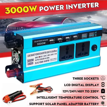 

Inverter 12V 220V Solar Power Inverter 12V 24V 48V to 220V 3000W Car Inverter Voltage Transformer Converter 4 USB LED Display