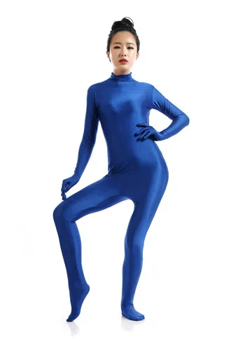 Catsuit Unitard Lycra Spandex Bodysuit das mulheres Gola Alta Manga Longa  Dancewear Catsuit Zentai Terno Corpo Pescoço Mock Skin-Tight - AliExpress