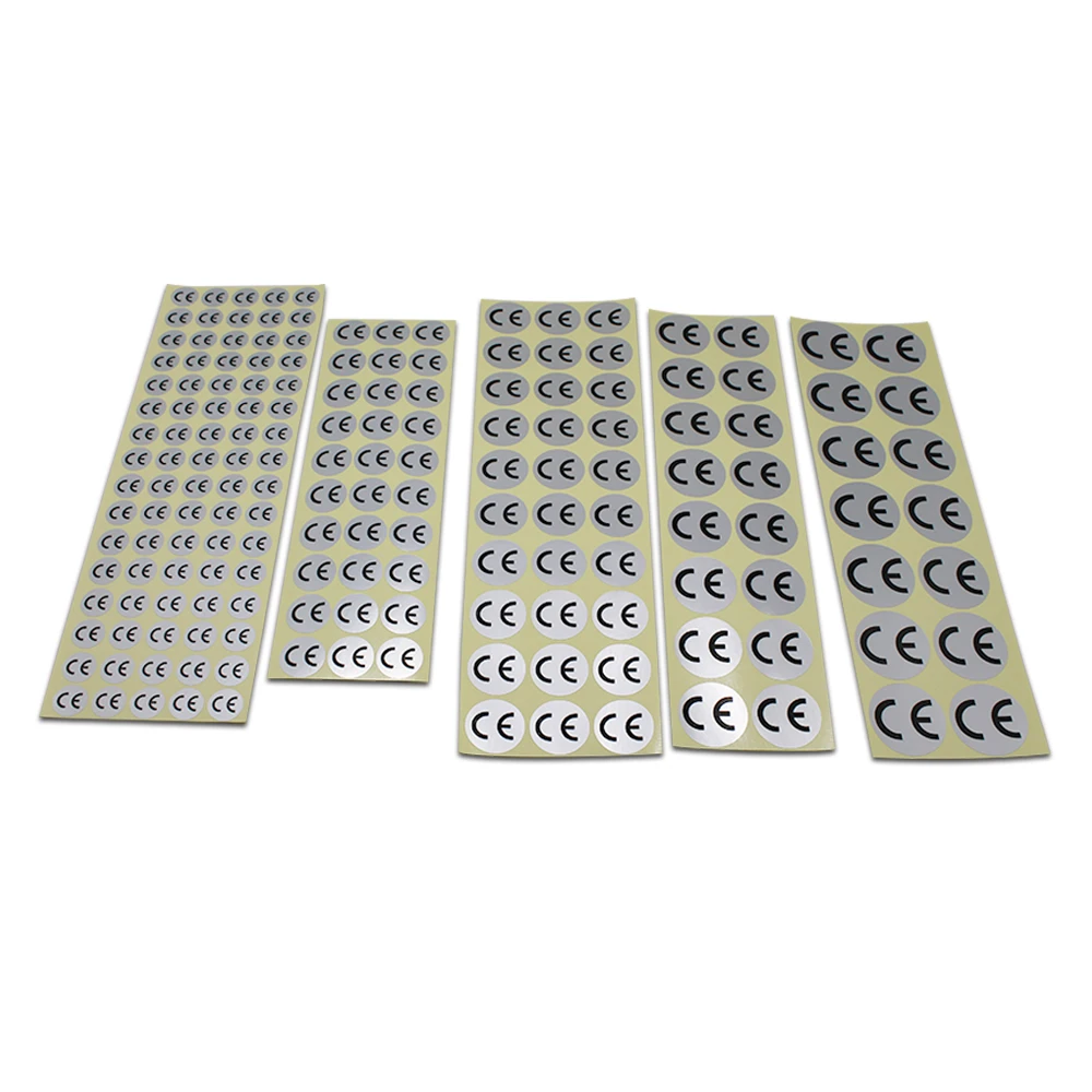 

DHL 5 Sizes Matte Self Adhesive CE Label Stickers For Safety Certification Standard Round Silver CE Sticker Industry Supplies