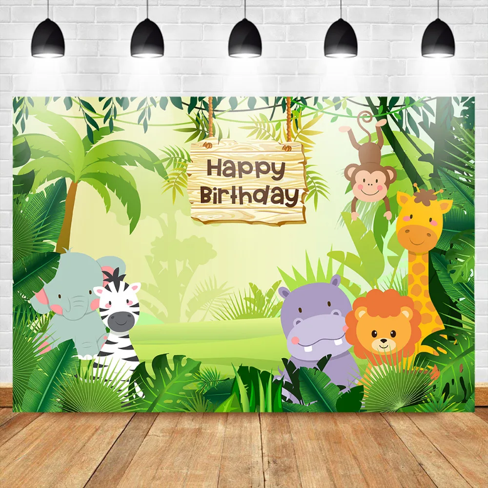 Mehofoto тематические элементы джунгли фон на день рождения животное милый слон Зебра Backgroud мультфильм дикая фотография фон