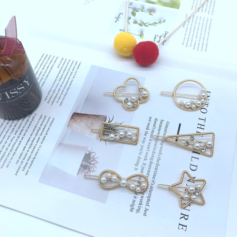 

Fashion Pearl Hair Clip for Women Elegant Korean Design Snap Barrette Stick Hairpin Hair Styling Accessories