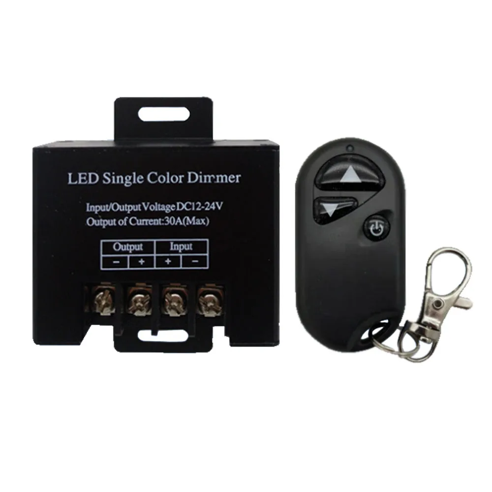 

3 Key RF Remote Control Wireless LED Single Color Dimmer Switch Controller 12V 24V DC 30A