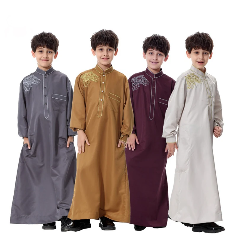 

Teenager Boy Robe Muslim Islamic Clothing for Men Arabia Islamic Abaya Kaftan Jubba Islam Apparel Men Thobe Arab Middle East