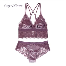 Сексуальный мусс ресницы кружева бархат без обода Bralette нижнее белье дамы бюстгальтер набор тонкий сексуальный фиолетовый черный синий бюстгальтеры
