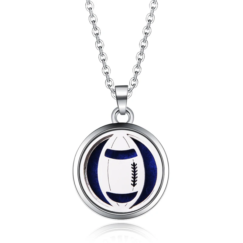 

Football Perfume Aromatherapy Diffuse Locket Pendant Stainless Steel Necklace Essential Oil Diffuse Box Fashion Charm jewelry