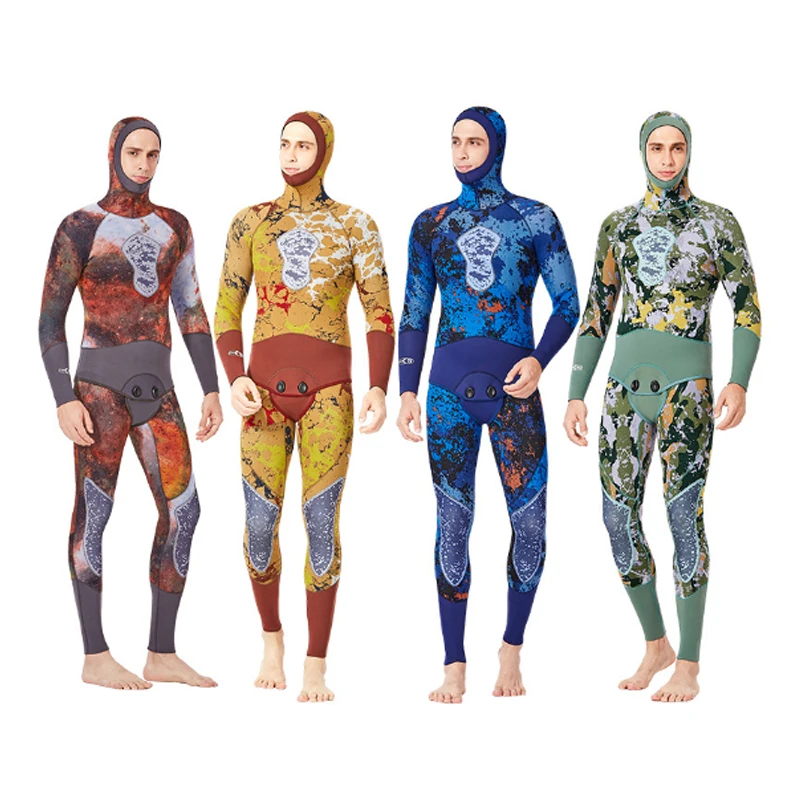 

C423 5MM Camouflage Diving Suit Male Split Hooded Long Sleeve Fish Hunting Fishwear Thicken Warm Snorkeling Surf Winter Swimsuit