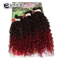 Ombre, синтетические вьющиеся волосы, два тона, 1b/BUG, Кудрявые, волнистые, синтетические волосы для наращивания, 6 шт./лот, на всю голову, бразильские вьющиеся волосы