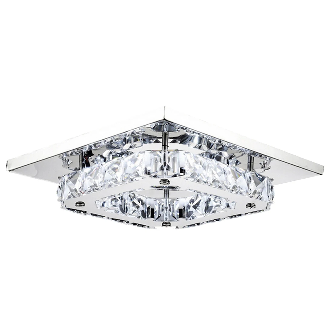 

NFLC-8" LED Crystal Flush Mount Modern Transparent Stainless Steel Ceiling Light Lamp