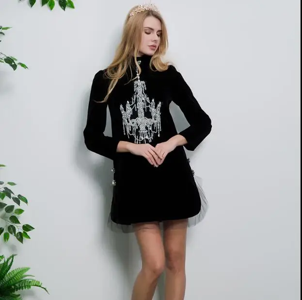 Qualité Perles 2017 Femmes Diamants Noir Dress Livraison Prix Printemps 2017 Veste En Cuir Femmes Mode Coréenne Hasp