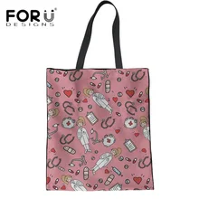 FORUDESIGNS Женская Холщовая Сумка с рисунком медсестры и доктора, складная сумка для покупок, Большая вместительная складная сумка Bolsas de tela