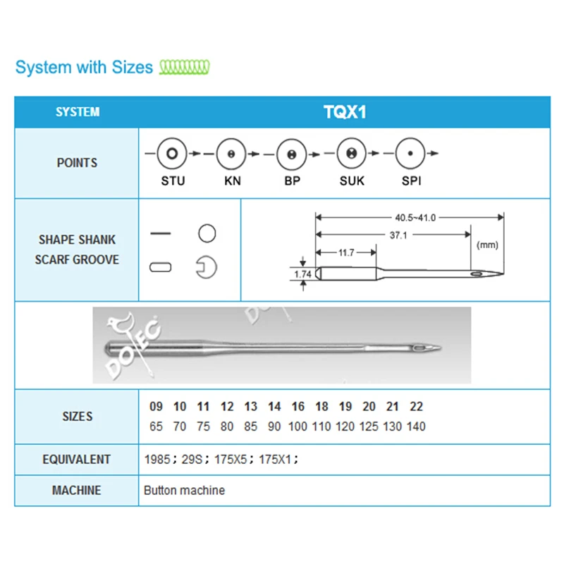 10 шт. dotec TQX1 1985 29 S 175X5 175X1 промышленные прямострочные швейные иглы аксессуары части для швейной машины