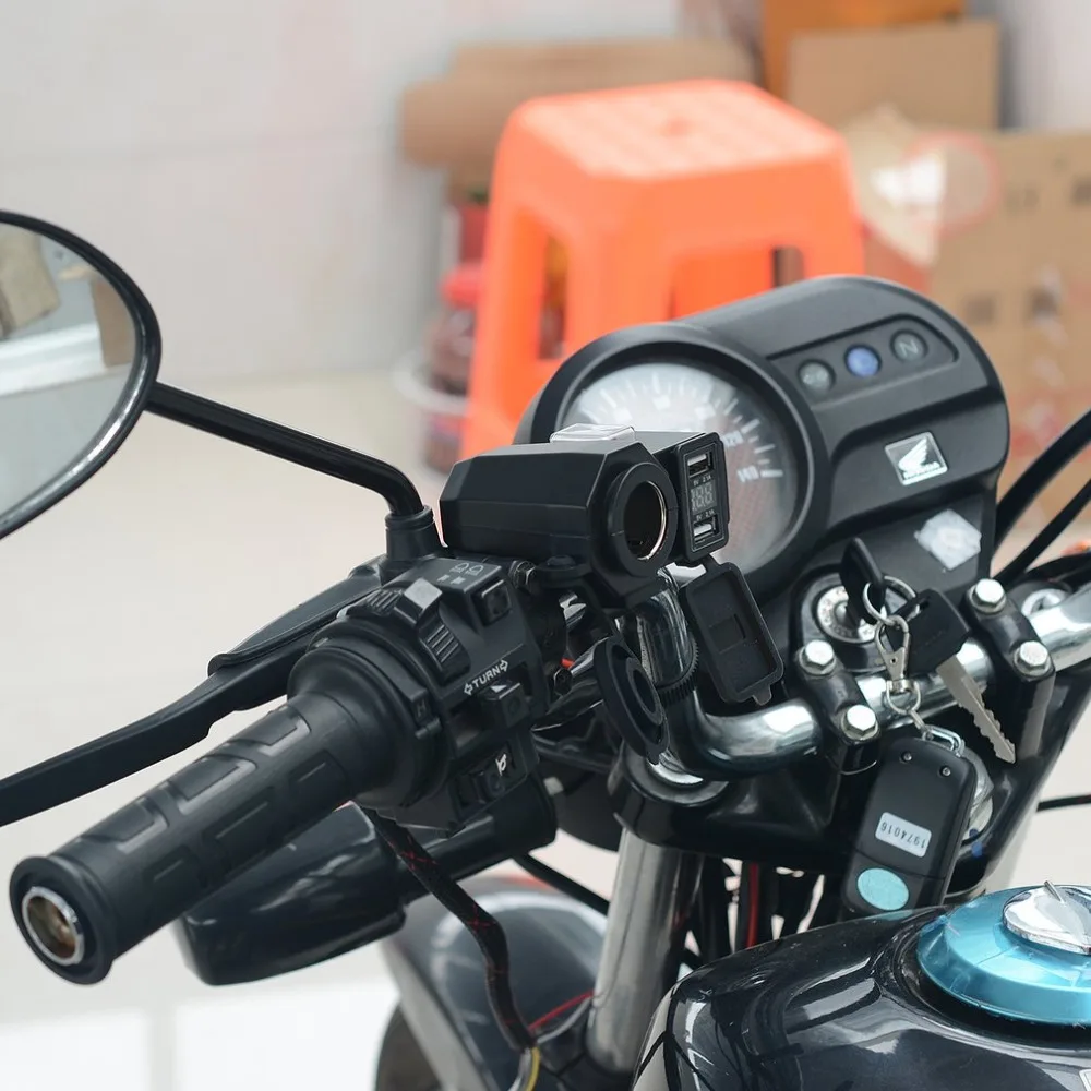 

Motorcycle Modified Car Car Charger Dual Usb Navigation Charger 12v Waterproof Cigarette Lighter Voltage Display