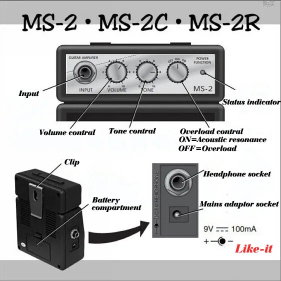 Купить маршалл МС-2 2 вт мини электрогитары гитарный портативный ...