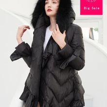 90% утиный пух, пальто, модный бренд, refcules, пуховик, женский, Большой, натуральный мех енота, воротник с капюшоном, толстое, теплое, пуховое пальто, wq44