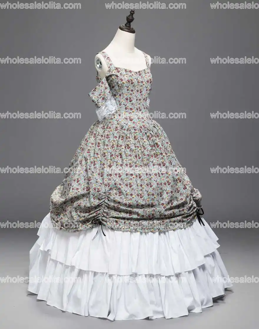 Высокое качество Civil War старый Западный Цветочный принт кружева период платье бальное платье Reaction одежда - Цвет: image color