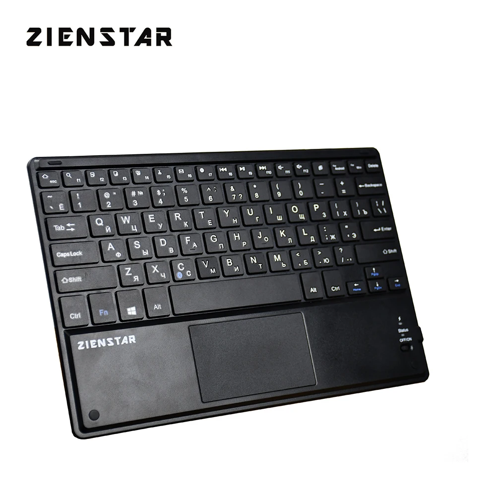 Zienstar 10 inch Wireless Bluetooth Keyboard with Touchpad,Russia