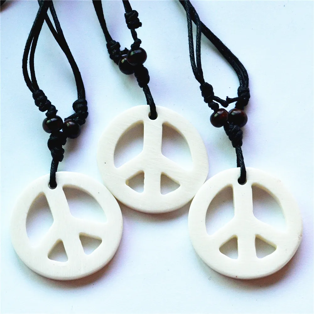 Wholesale 12pcs New Arrival Handmade Bone White Resin Peace Symbol