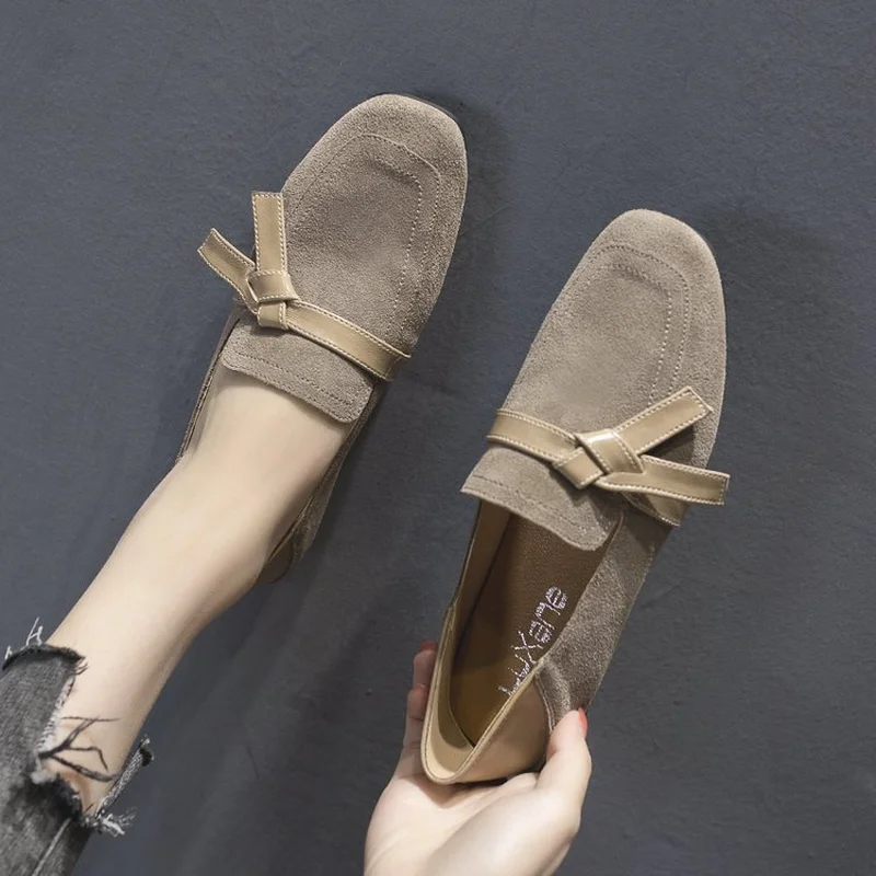 

2019 spring new square head casual shoes comfortable flat shoes flat Korean lazy shoes