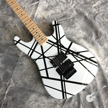 

Free delivery, new electric guitar black and white stripe black hardware, vibrato system, customizable