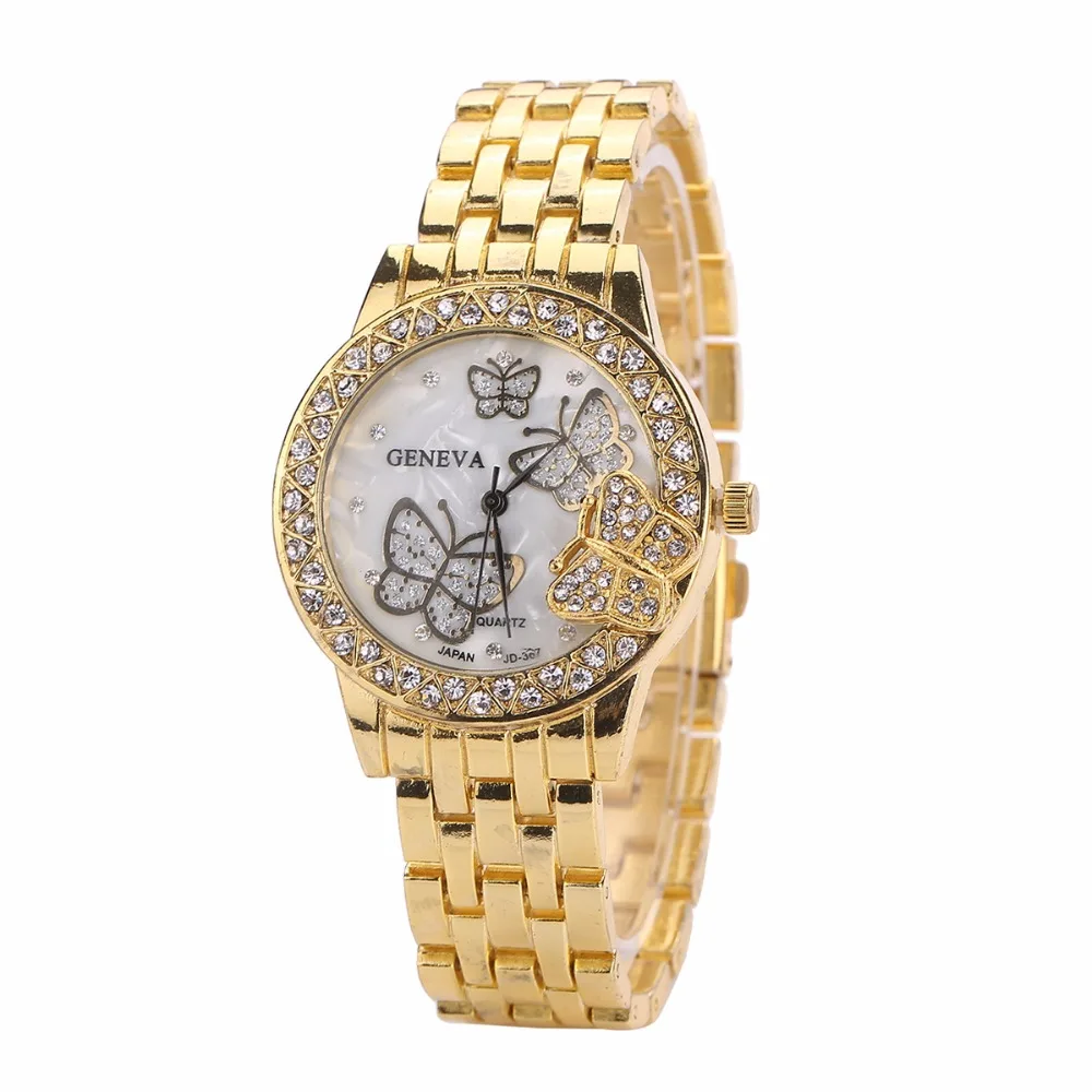 

MINHIN Gold/Rose Gold/ Silver Plated Butterfly Watches Women Quartz Wristwatches Lady Full Steel Bracelet Watch Relojes
