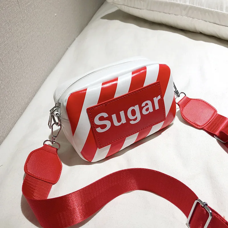 

Fashion Summer Women Letter Sugar Shoulder Bags INS Female Handbag PU Messenger Bags For Lady Exquisite Crossbody Square Bag