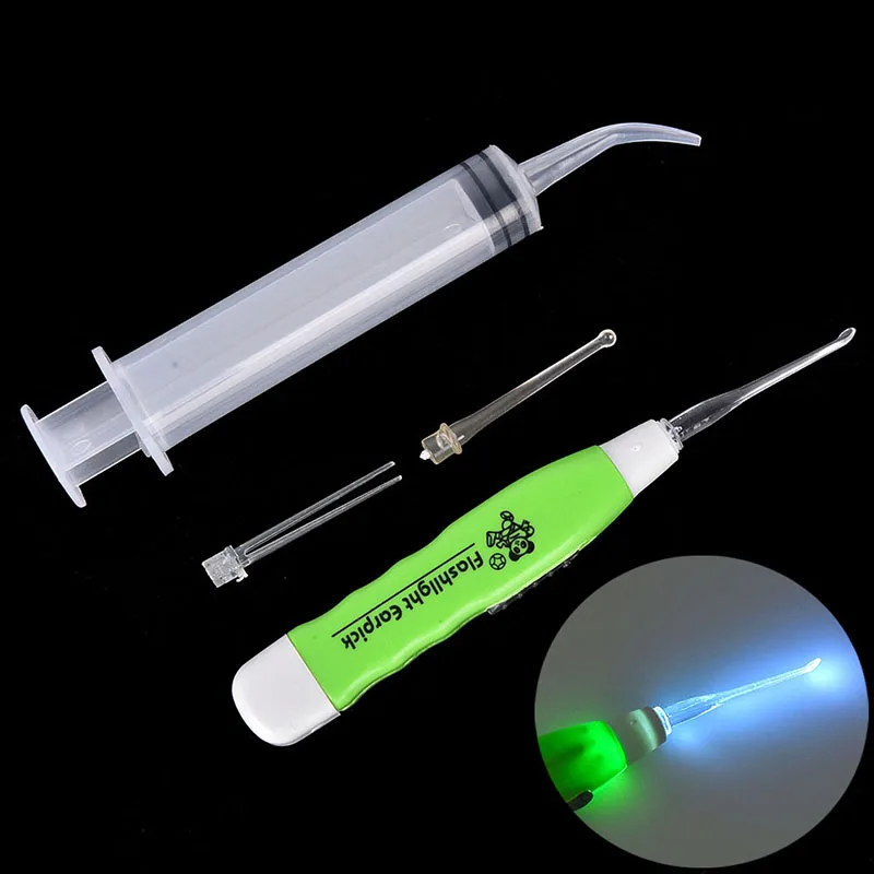 

New Tonsil Stone Remover Tools LED Light Ear Wax Remover Stainless Steel Earpick Irrigator Syringe Clean Care Tool