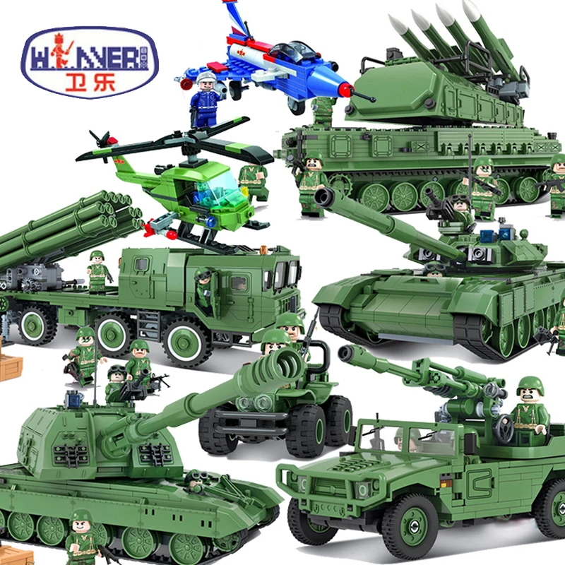 

Tank Battle Gun Artillery Military Series Building Blocks Sets DIY Bricks Educational Compatible Blocks Toys for Children