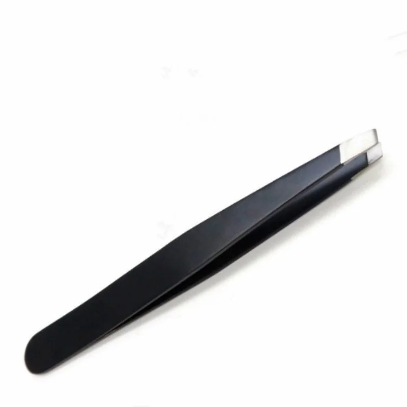 

Stainless Steel Swimming Black Antibacterial Wide Mouth Eyebrows Face Hair Removal Folder Makeup Beauty Tools Eyelash Tweezer