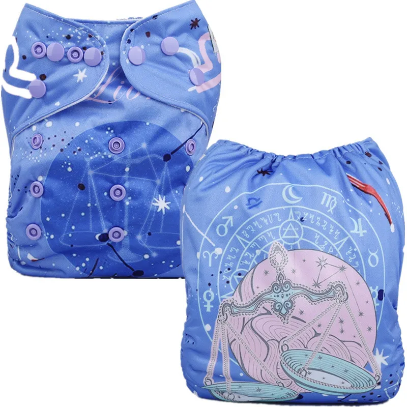 [Mumsbest] Новые детские тканевые подгузники с вставкой из микрофибры, цифровые карманные подгузники, 12 созвездий, тканевые подгузники - Цвет: P307 Libra
