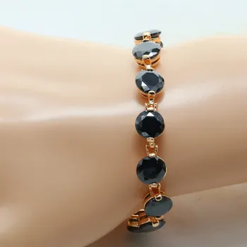 

Classic Black Round Cubic Zirconia Women Wedding Fashion Plated Rose Bracelet-V1B