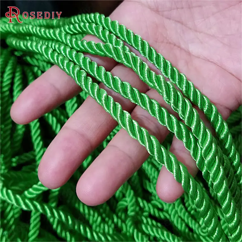 (29966)10 Meters 5mm Satin Polyester Cords Three strands of Rope Diy Jewelry Findings Accessories