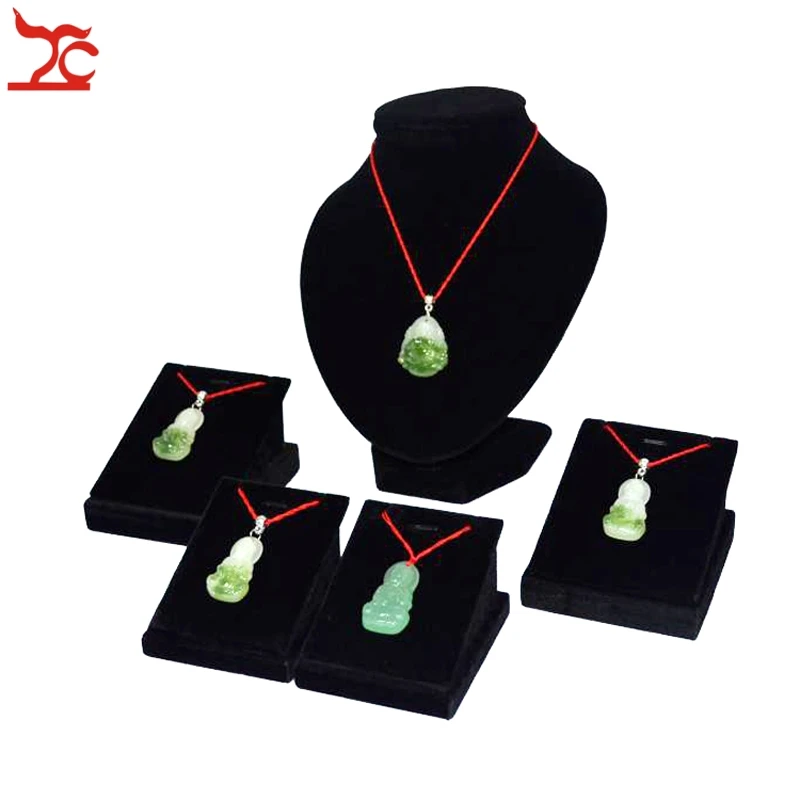 5Pcs Black Velvet Jewelry Display Rack Necklace Bust Holder Pendant Earring Jewelry Organizer Storage Display Stand kit