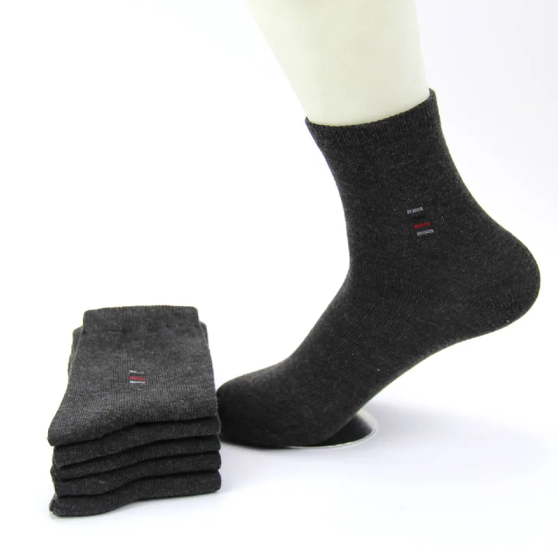 5 пар мужских носков для бизнесменов, однотонные хлопковые повседневные носки с круглым вырезом, лето-осень, отличное качество, дышащие