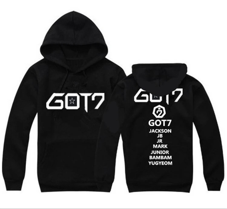 2017 KPOP Новый Официальный GOT7 же унисекс толстовки с капюшоном Трикотажные флисовые