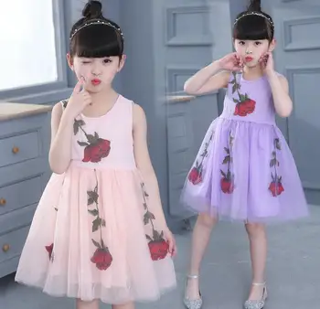

Hot sales 2017 new summer Girls Dresses Children's Clothing Girl Lace Embroidery Princess Dress For Girls 4-12 Years