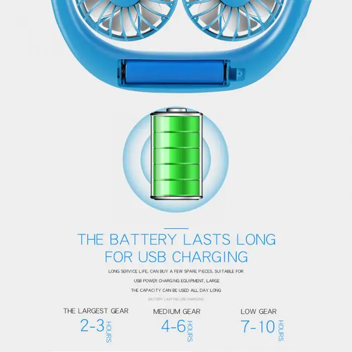 Hands Free шейный вентилятор портативный беспроводной USB Перезаряжаемый шейный подвесной двойной охлаждающий мини-вентилятор HY99