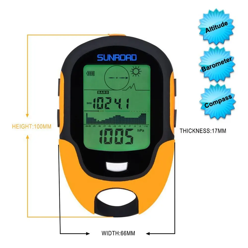 SUNROAD Мужские Цифровые спортивные часы-туристические часы альтиметр барометр Карманный барометр компас термометр Reloj Hombre наручные часы