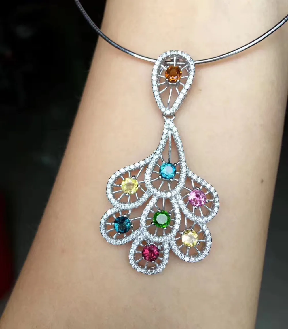 Pendentif tourmaline multicolore naturel pierre précieuse naturelle Phoenix tai collier pendentif v