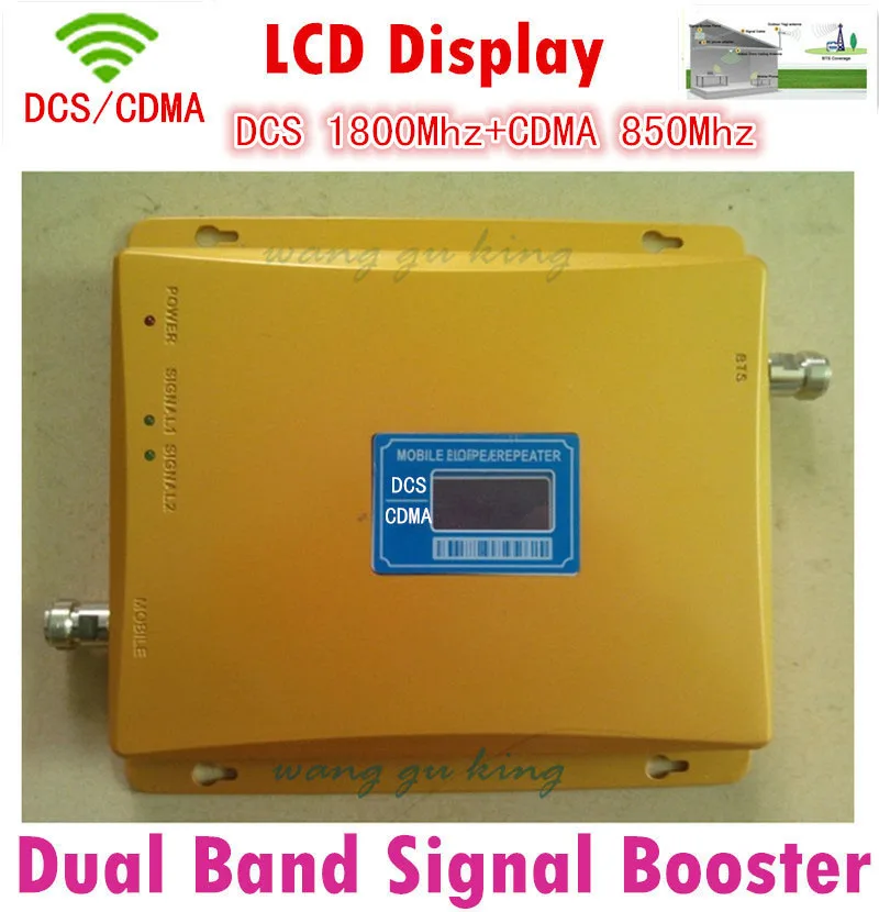 

Dual Band 4G CDMA DCS Gain 65dB signal amplifier 850Mhz 1800Mhz cellphone signal booster repeater with Lcd dislpay