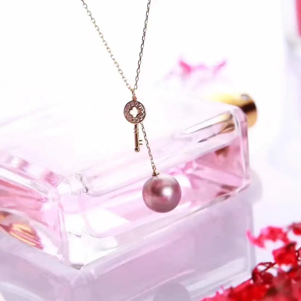 gorgeous 11-12mm freshwater round lavender pearl necklace 925silver