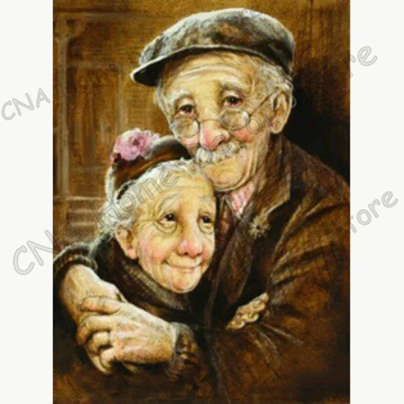 

Old couple 5D Diy Embroidery Diamond Painting Mosaic Drill Resin Handmade Cartoon Embroidery 3D Cross Stitch Kits room decor