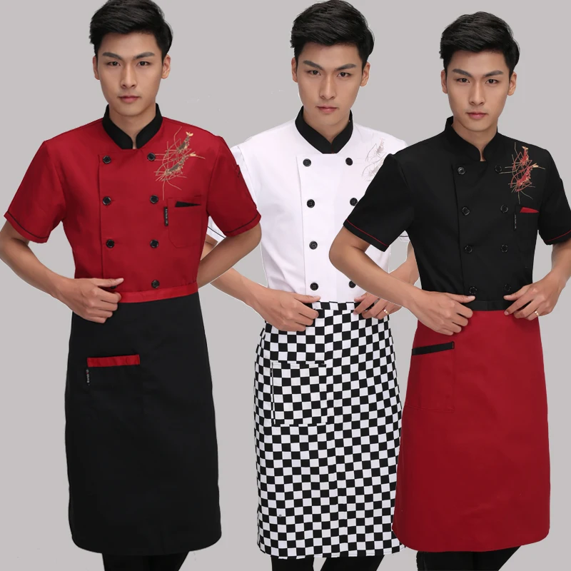 Mens Chef Jacket Food Service Short Sleeve Kitchen Uniform Overalls
