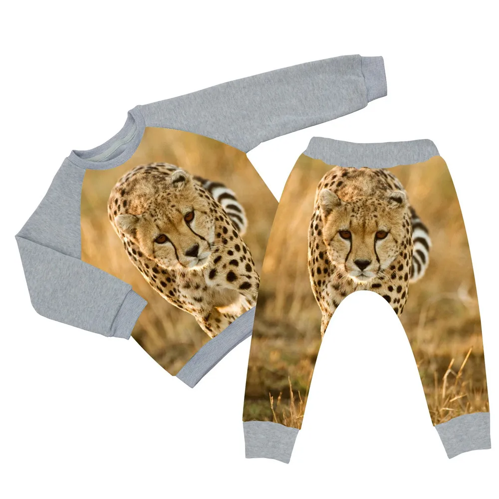 

children clothing sets boy fashion Leopard printing spring autumn suits kids sports clothes kids suits baby girls