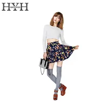 HYH HAOYIHUI, многослойная юбка с цветочным принтом, женское платье фигуристки с высокой талией, юбка, Женская милая шифоновая уличная Осенняя базовая юбка, женская