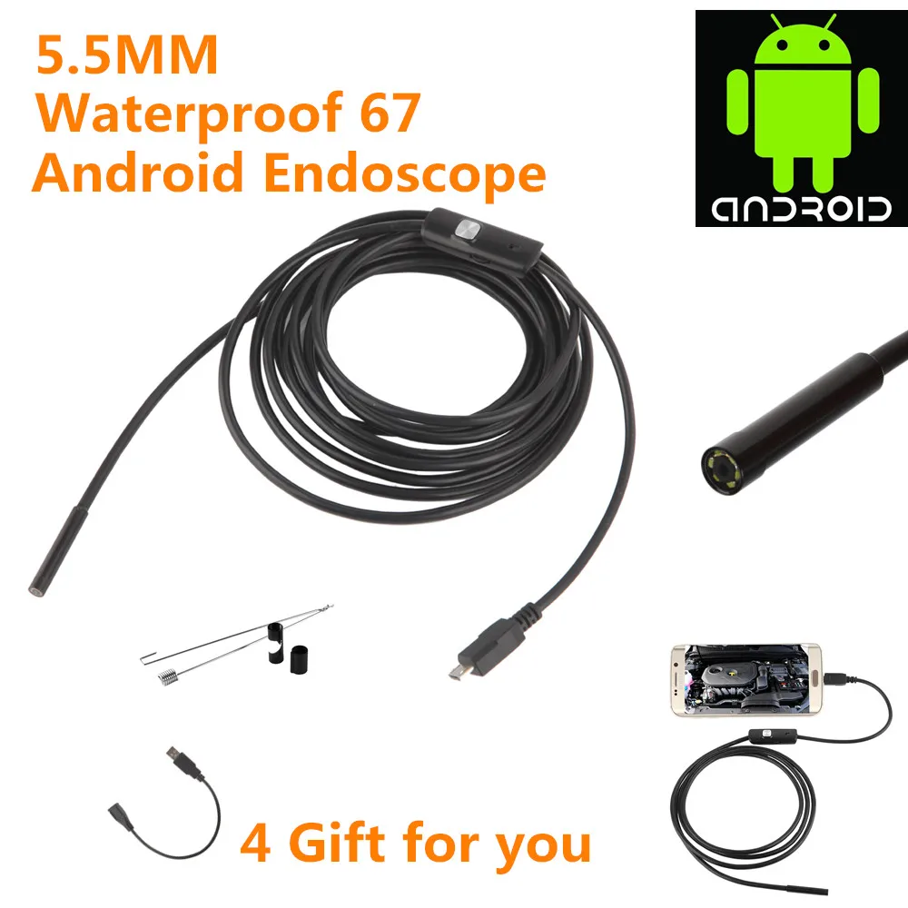 

Mini USB Endoscope Inspection Camera 6 LED 5.5mm Lens 720P Android Endoscope Waterproof Inspection Tube Camera 1/M1.5M/2M/3.5M